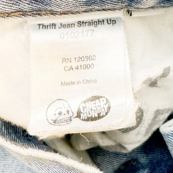 Cheap Monday Thrift Jean Straight Up Denim Light Wash Size - Picture 6 of 8
